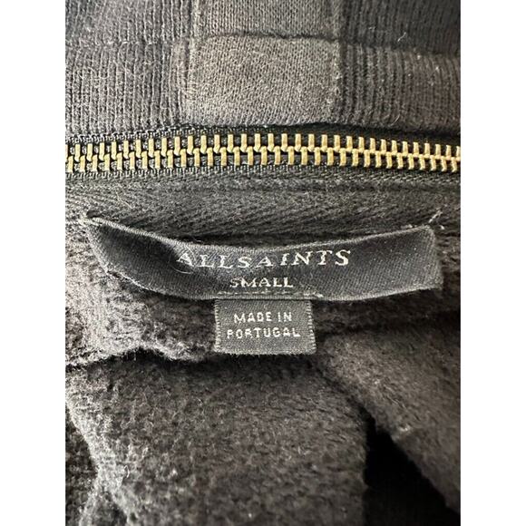 All Saints Dahlia Sweat Drape Front Cardigan Zip Sz Small Black Asymmetrical - Picture 6 of 11